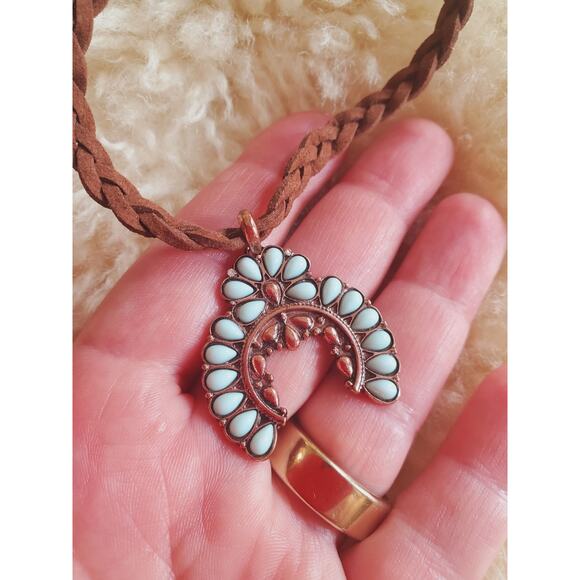 Charming Charlie Faux Turquoise Wrap Bracelet or Choker Necklace Boho Southwest - Picture 1 of 6